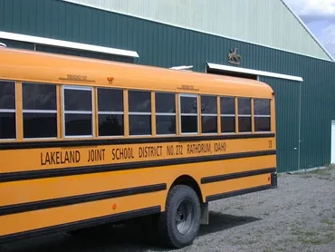 Lakeland Joint School District bus parked outside the Harmony Ranch arena